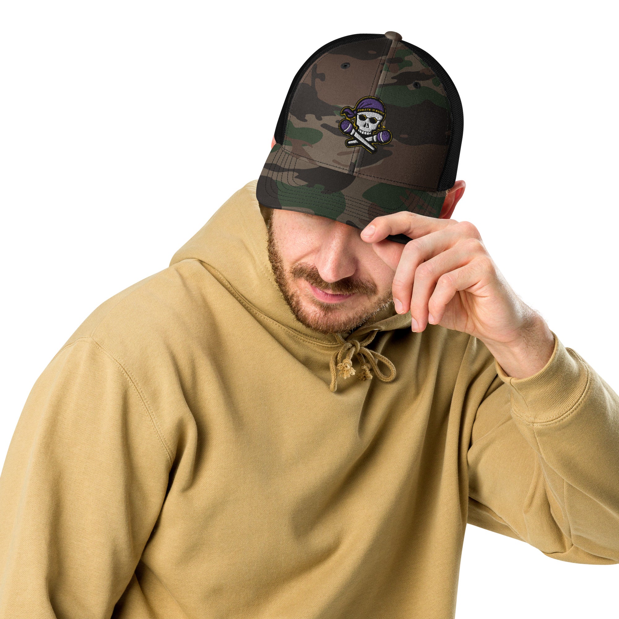 Pirate Radio camouflage trucker hat