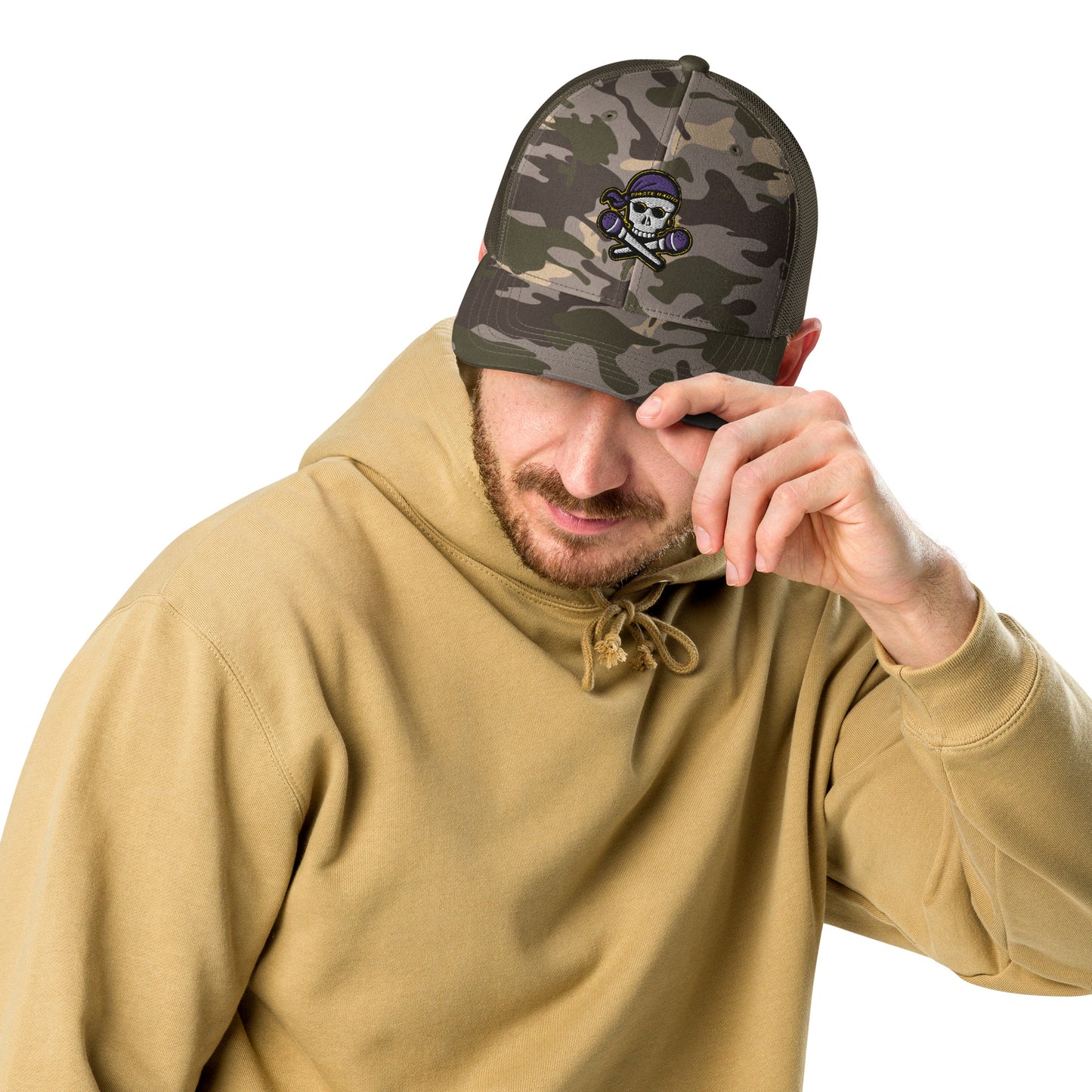 Pirate Radio camouflage trucker hat